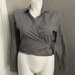 Evan Picone Gingham Wrap Shirt